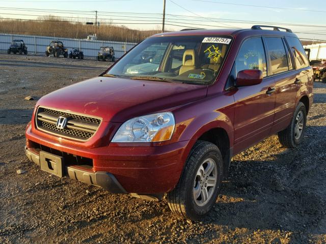 2HKYF18735H510782 - 2005 HONDA PILOT EXL MAROON photo 2