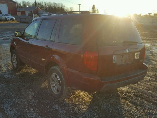 2HKYF18735H510782 - 2005 HONDA PILOT EXL MAROON photo 3