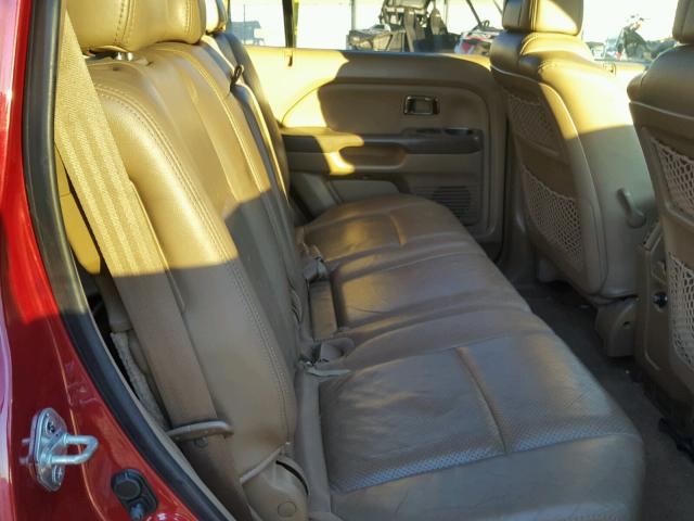 2HKYF18735H510782 - 2005 HONDA PILOT EXL MAROON photo 6