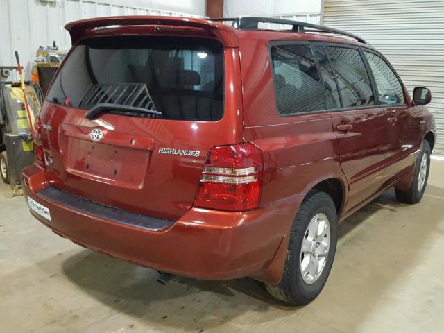 JTEGF21A820041443 - 2002 TOYOTA HIGHLANDER RED photo 4