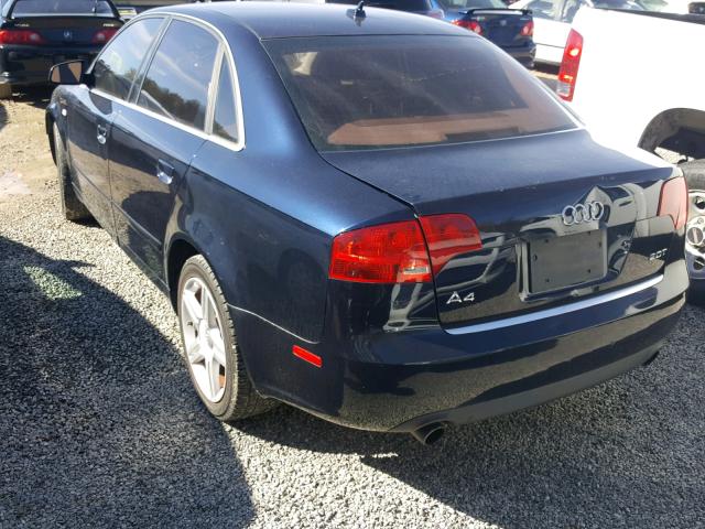 WAUAF78E47A116640 - 2007 AUDI A4 2 BLUE photo 3