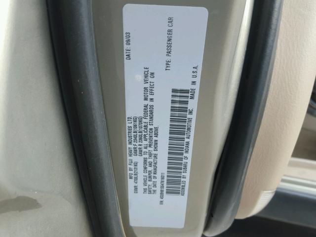 4S3BH815547616011 - 2004 SUBARU LEGACY OUT GOLD photo 10