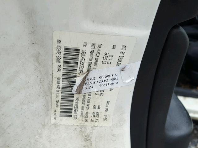 1B3AL46T26N253970 - 2006 DODGE STRATUS SX WHITE photo 10