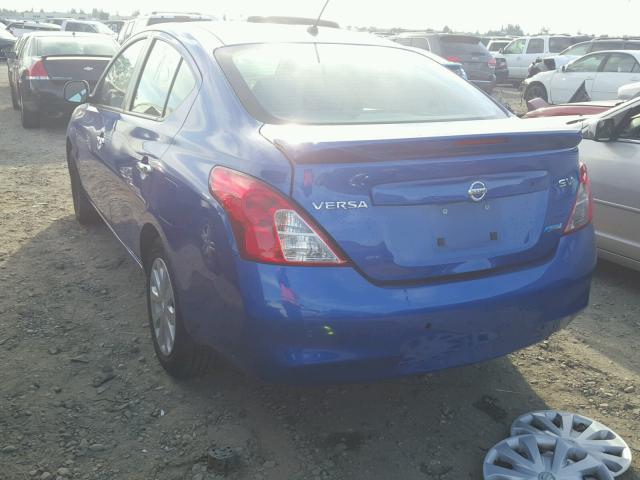 3N1CN7APXDL821394 - 2013 NISSAN VERSA S BLUE photo 3