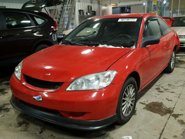 1HGEM22505L074248 - 2005 HONDA CIVIC LX RED photo 2