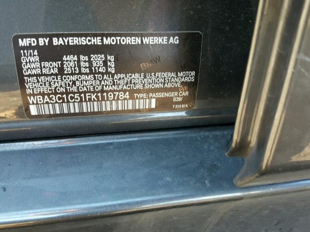 WBA3C1C51FK119784 - 2015 BMW 328 I SULE GRAY photo 10