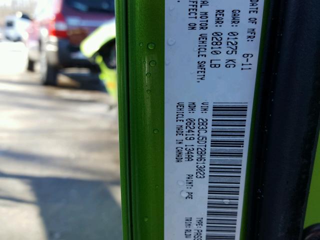 2B3CJ5DT2BH613023 - 2011 DODGE CHALLENGER GREEN photo 10