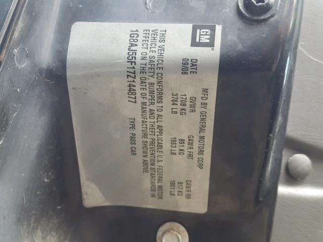 1G8AJ55F17Z144877 - 2007 SATURN ION LEVEL BLACK photo 10