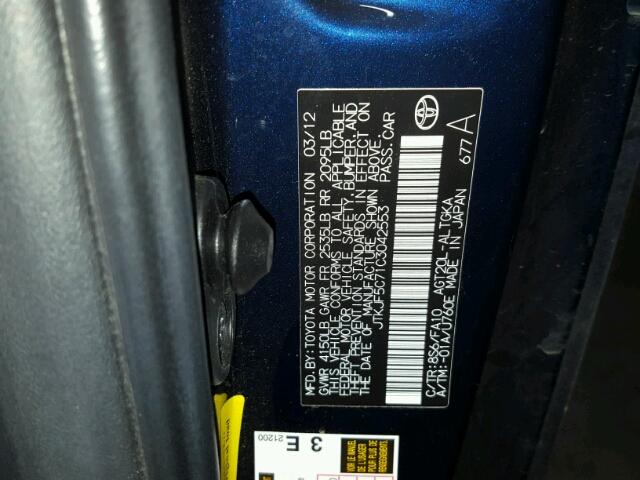 JTKJF5C71C3042553 - 2012 TOYOTA SCION TC 蓝色 照片 10