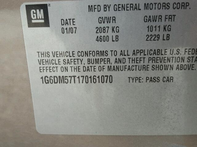 1G6DM57T170161070 - 2007 CADILLAC CTS TAN photo 10