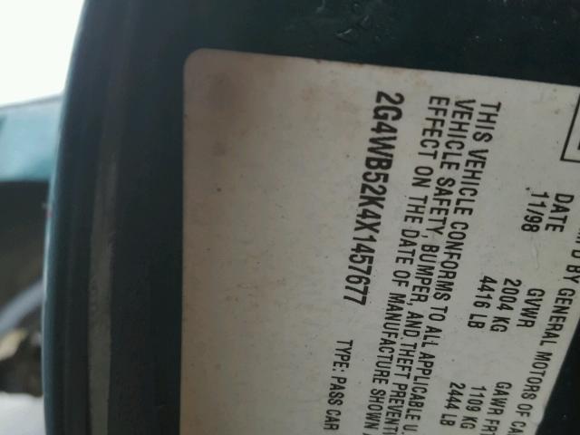 2G4WB52K4X1457677 - 1999 BUICK REGAL LS GREEN photo 10