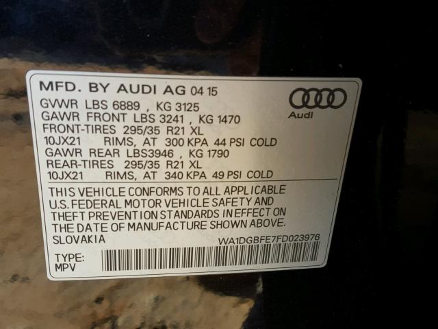 WA1DGBFE7FD023976 - 2015 AUDI Q7 PRESTIG BLACK photo 10