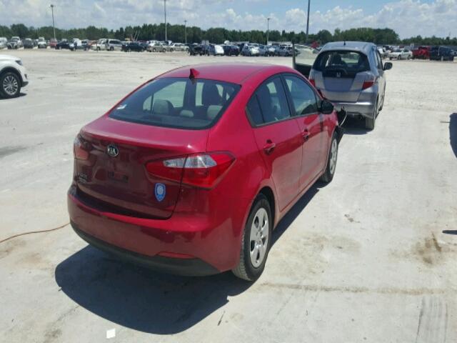 KNAFX4A68F5322796 - 2015 KIA FORTE LX RED photo 4