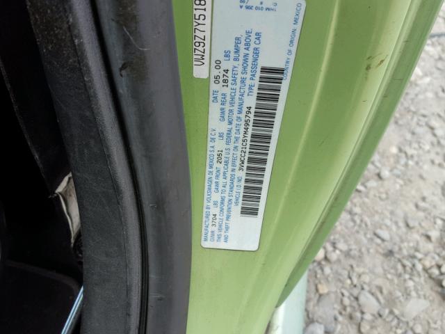 3VWCC21C5YM495794 - 2000 VOLKSWAGEN NEW BEETLE 绿色 照片 10