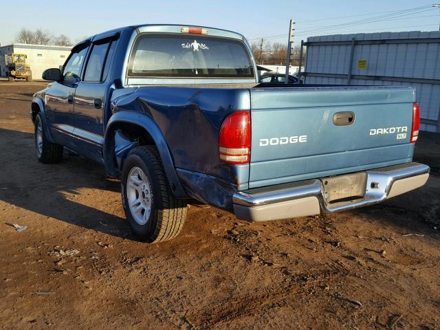 1D7HL48N83S247668 - 2003 DODGE DAKOTA QUA BLUE photo 3