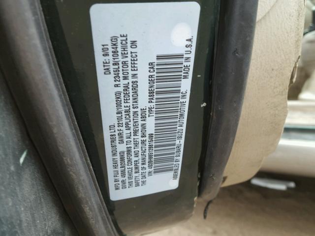 4S3BH665126615499 - 2002 SUBARU LEGACY OUT GREEN photo 10