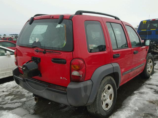 1J4GL48K53W669606 - 2003 JEEP LIBERTY SP RED photo 4