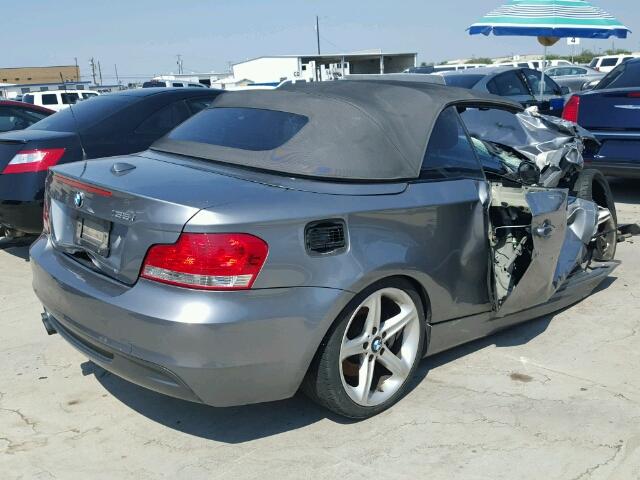 WBAUN7C51BVM24809 - 2011 BMW 135 I GRAY photo 4