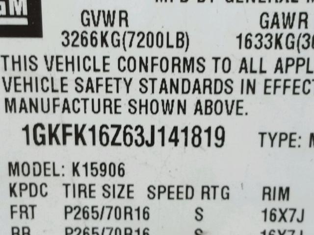 1GKFK16Z63J141819 - 2003 GMC YUKON XL K MAROON photo 10