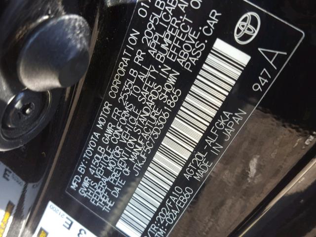 JTKJF5C73D3061865 - 2013 TOYOTA SCION TC 黑色 照片 10