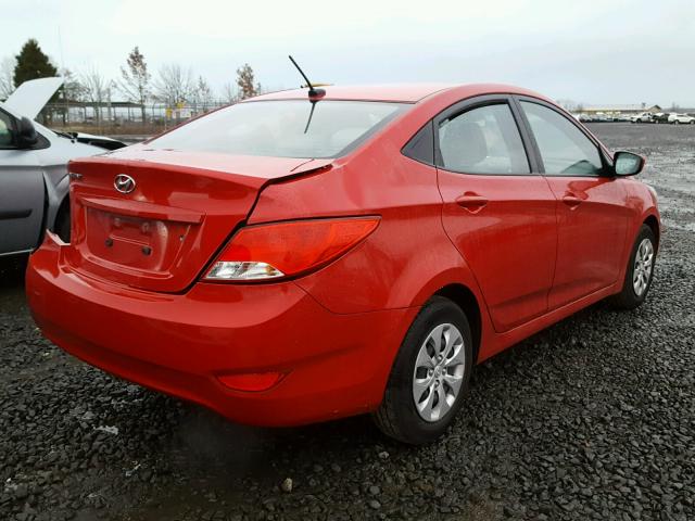 KMHCT4AE9GU044549 - 2016 HYUNDAI ACCENT SE RED photo 4