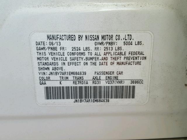 JN1BV7AR1EM684639 - 2014 INFINITI Q50 BASE Blanco foto 10