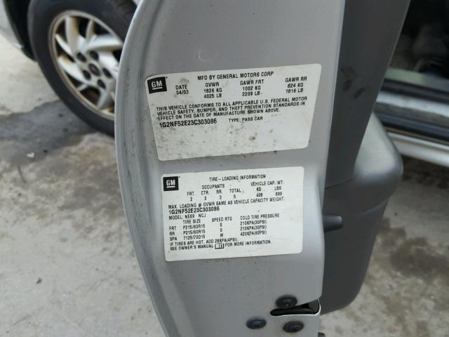 1G2NF52E23C303086 - 2003 PONTIAC GRAND AM S ვერცხლისფერი ფოტო 10