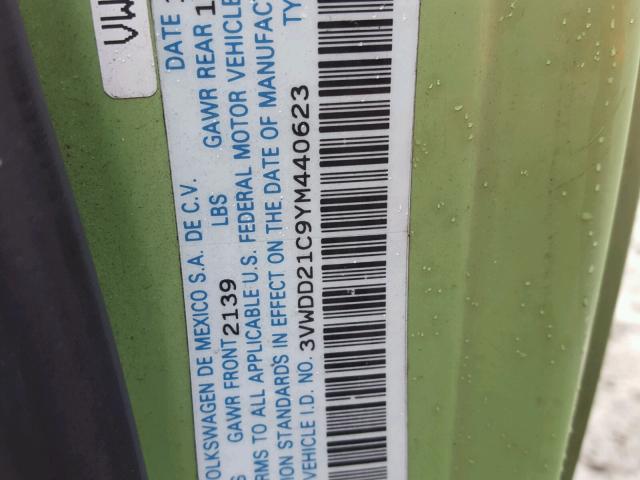 3VWDD21C9YM440623 - 2000 VOLKSWAGEN NEW BEETLE 绿色 照片 10