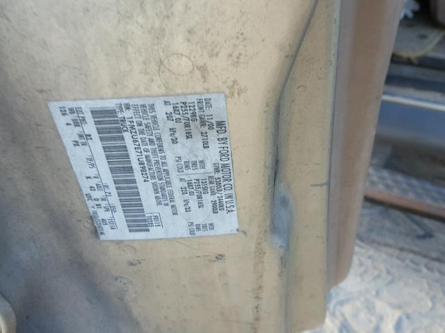 1FMZU67E71UB98274 - 2001 FORD EXPLORER S GOLD photo 10