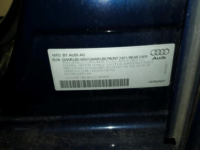 WAUDF78E96A278999 - 2006 AUDI A4 2.0T QU BLUE photo 10