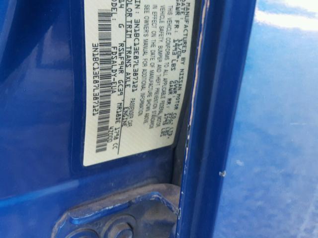 3N1BC13E87L387121 - 2007 NISSAN VERSA S BLUE photo 10