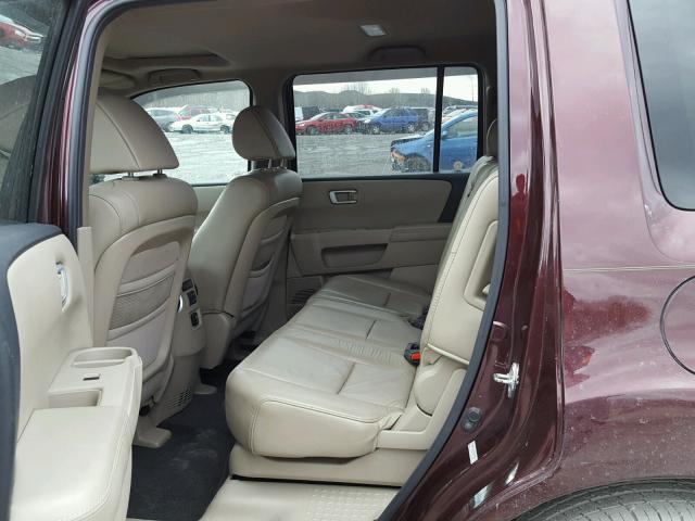 5FNYF4H51AB027509 - 2010 HONDA PILOT EXL BURGUNDY photo 6