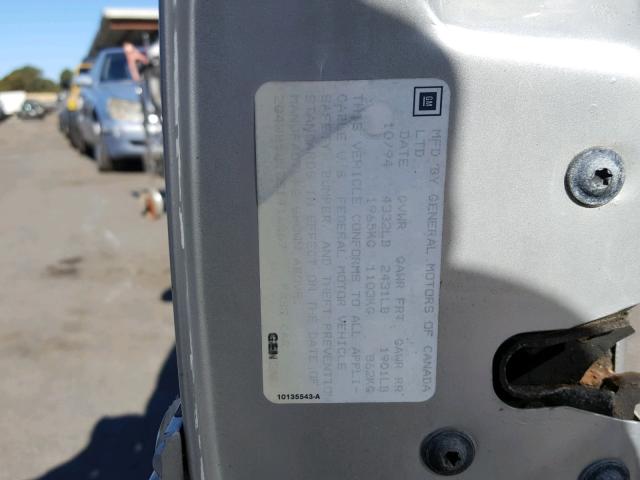 2G4WB52L0S1416867 - 1995 BUICK REGAL CUST SILVER photo 10