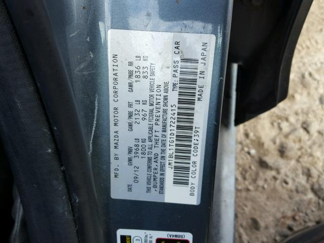 JM1BL1TG1D1722415 - 2013 MAZDA 3 I BLUE photo 10