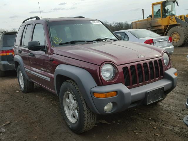 1J4GL48K43W562479 - 2003 JEEP LIBERTY SP MAROON photo 1