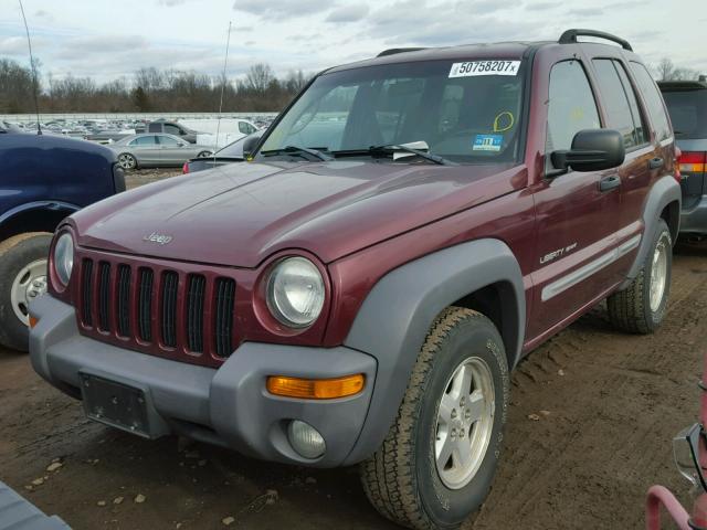 1J4GL48K43W562479 - 2003 JEEP LIBERTY SP MAROON photo 2