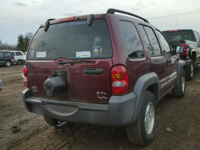 1J4GL48K43W562479 - 2003 JEEP LIBERTY SP MAROON photo 4