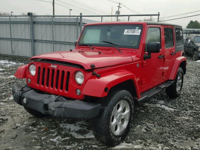 1C4BJWEG6EL140493 - 2014 JEEP WRANGLER U RED photo 2