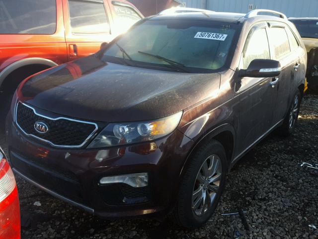 5XYKW4A28CG207541 - 2012 KIA SORENTO SX BURGUNDY photo 2