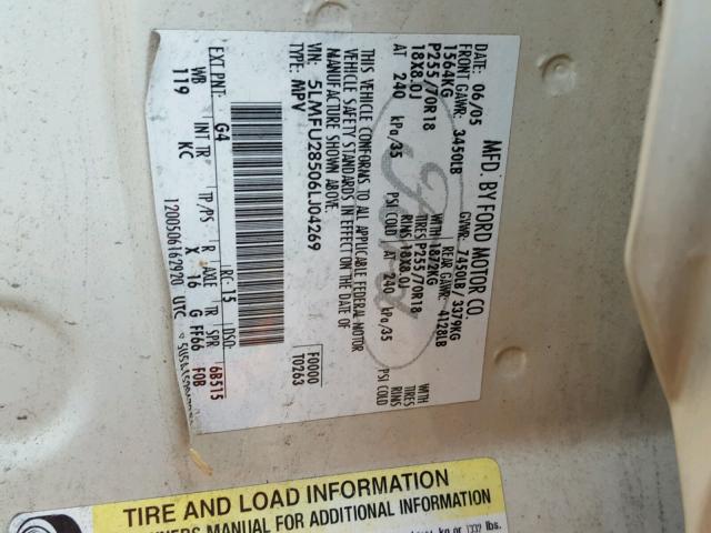 5LMFU28506LJ04269 - 2006 LINCOLN NAVIGATOR WHITE photo 10