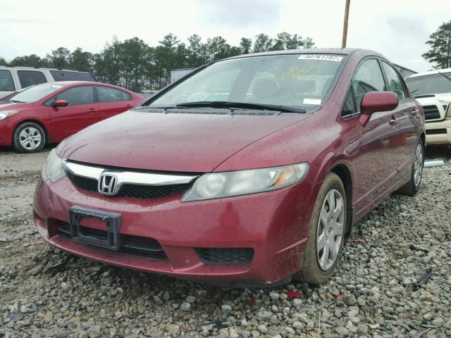 1HGFA16569L029225 - 2009 HONDA CIVIC LX RED photo 2