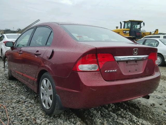 1HGFA16569L029225 - 2009 HONDA CIVIC LX RED photo 3