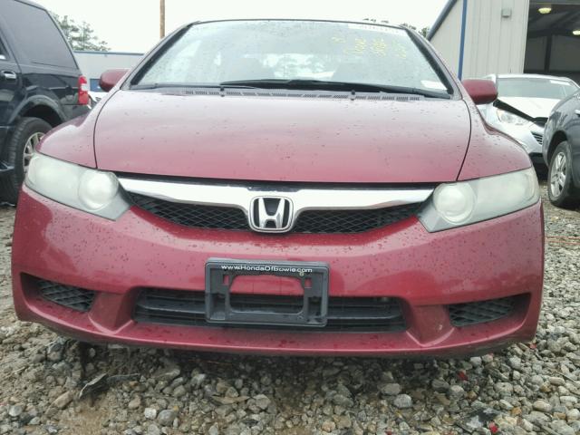 1HGFA16569L029225 - 2009 HONDA CIVIC LX RED photo 9