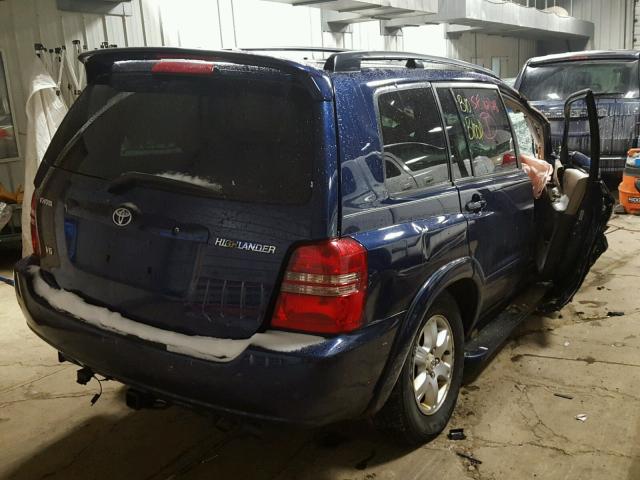 JTEGF21A920040463 - 2002 TOYOTA HIGHLANDER BLUE photo 4