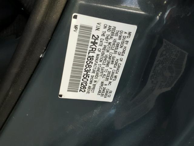 2HKRL18583H501262 - 2003 HONDA ODYSSEY LX GRAY photo 10