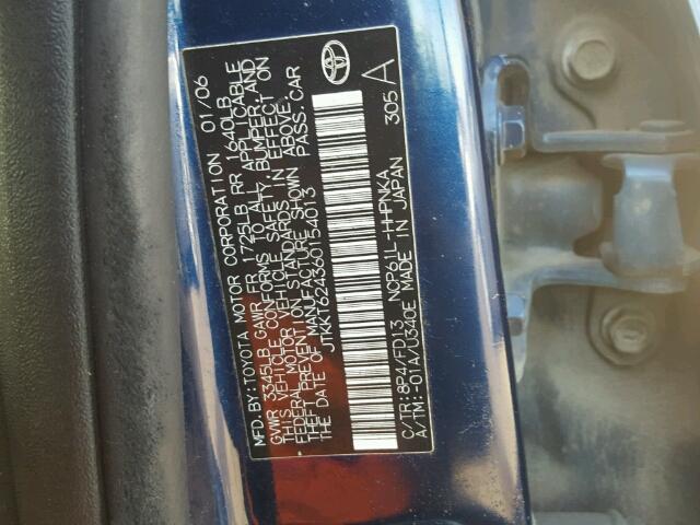 JTKKT624360154013 - 2006 TOYOTA SCION XA BLUE photo 10