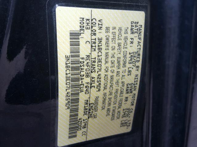 3N1BC13E07L425909 - 2007 NISSAN VERSA S BLACK photo 10