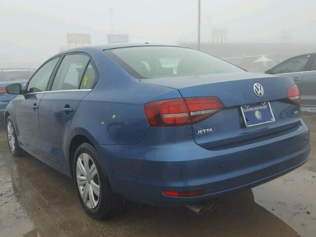 3VW2B7AJXHM373555 - 2017 VOLKSWAGEN JETTA S BLUE photo 3