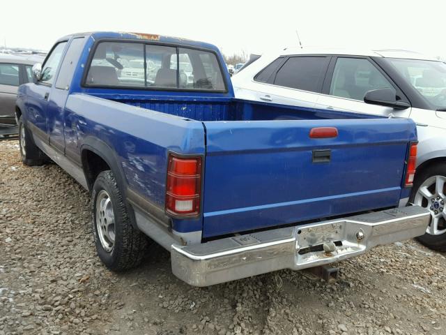 1B7GL23X2TS632176 - 1996 DODGE DAKOTA BLUE photo 3