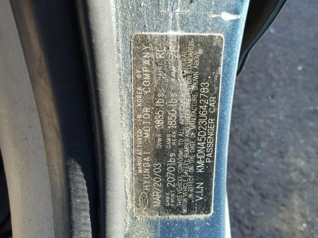 KMHDN45D23U642783 - 2003 HYUNDAI ELANTRA GL GREEN photo 10